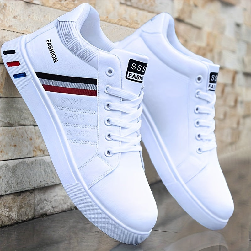 Men's Solid Color Lace-up Skate Shoes, Fashion Stripe Design Men’s, Breathable and Comfort for All Seasons Casual Wear & Outdoor Activities, Mens Skate Shoe, Skateboard Shoes High Top, Skater Shoes Men, Mens Outdoor Skate S