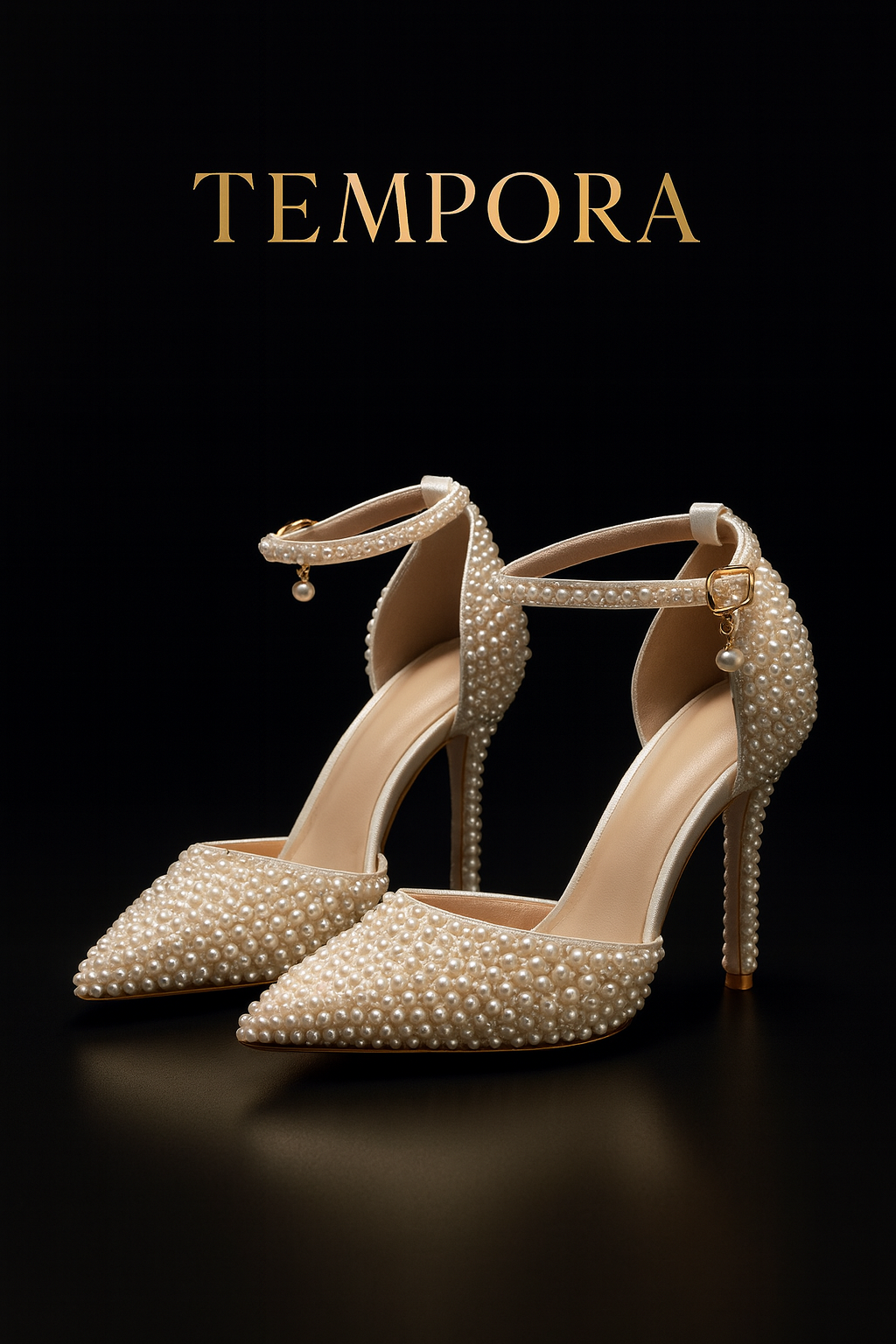 BS017 Women’s High Heel Sandals | 7–9 cm Beaded Rhinestone Pearl Wedding Shoes with Ankle Strap