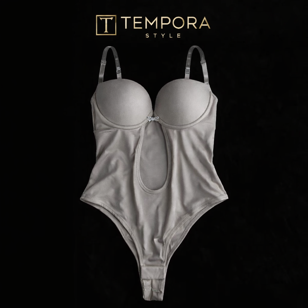 Women’s Seamless Shapewear Bodysuit – Deep V Neck, Strapless, Backless, Sleeveless Corset