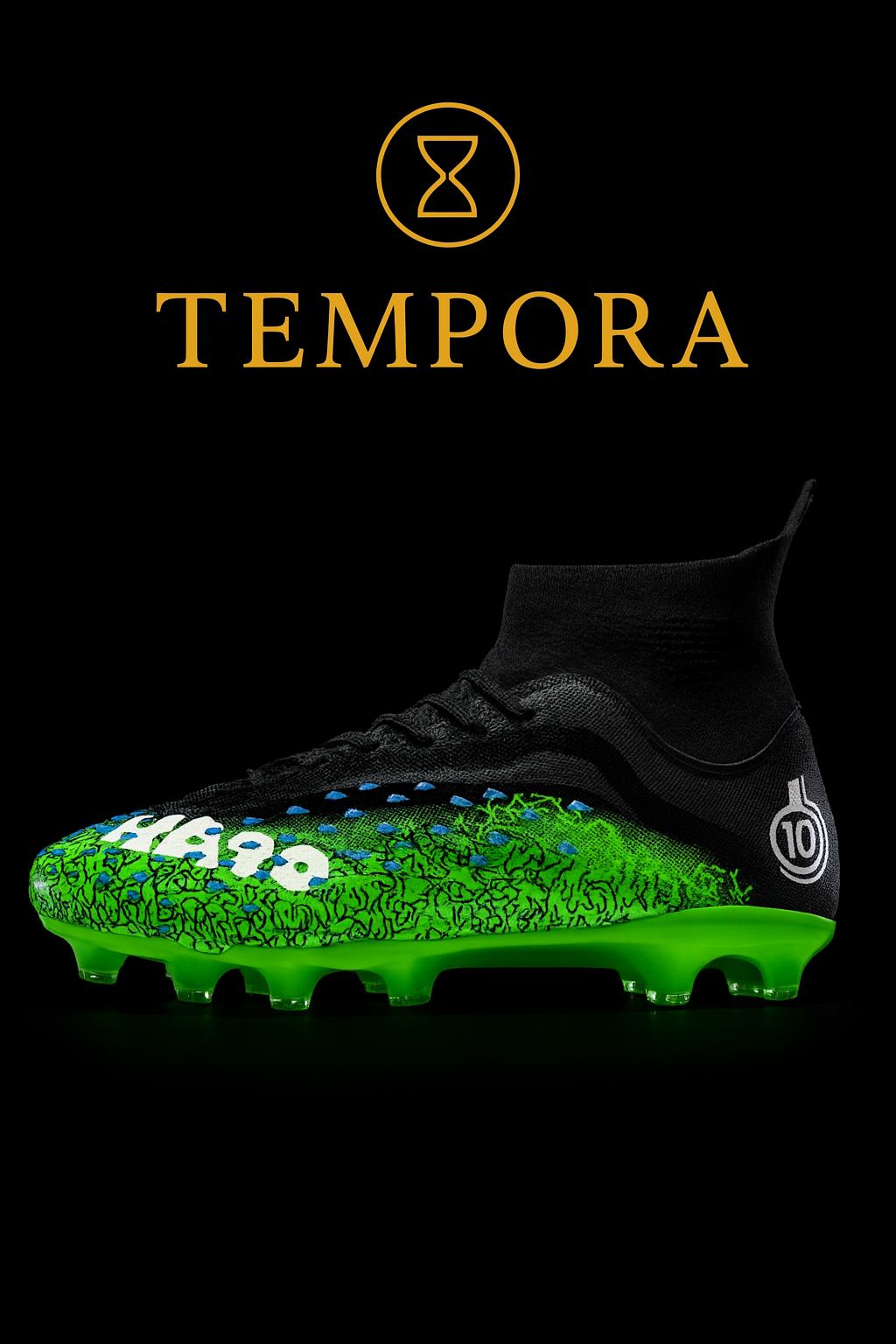 Greatshoes Men’s Soccer Boots | Black & Green Football Shoes for Field & Futsal