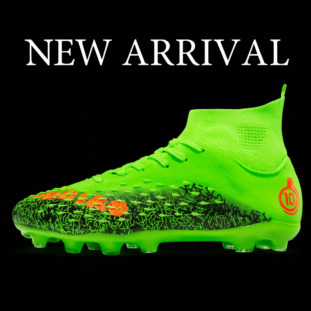 Greatshoes Men’s Soccer Boots | Black & Green Football Shoes for Field & Futsal