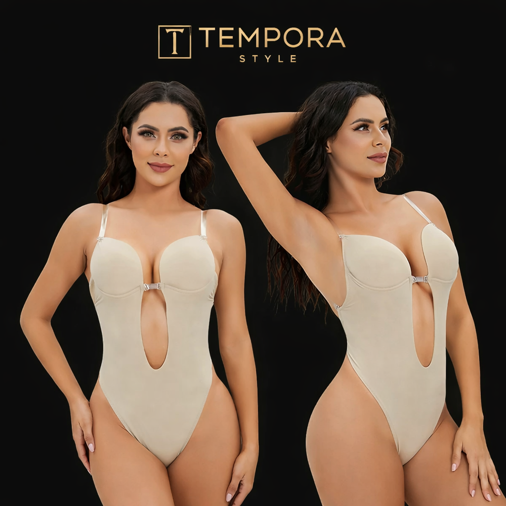 Women’s Seamless Shapewear Bodysuit – Deep V Neck, Strapless, Backless, Sleeveless Corset