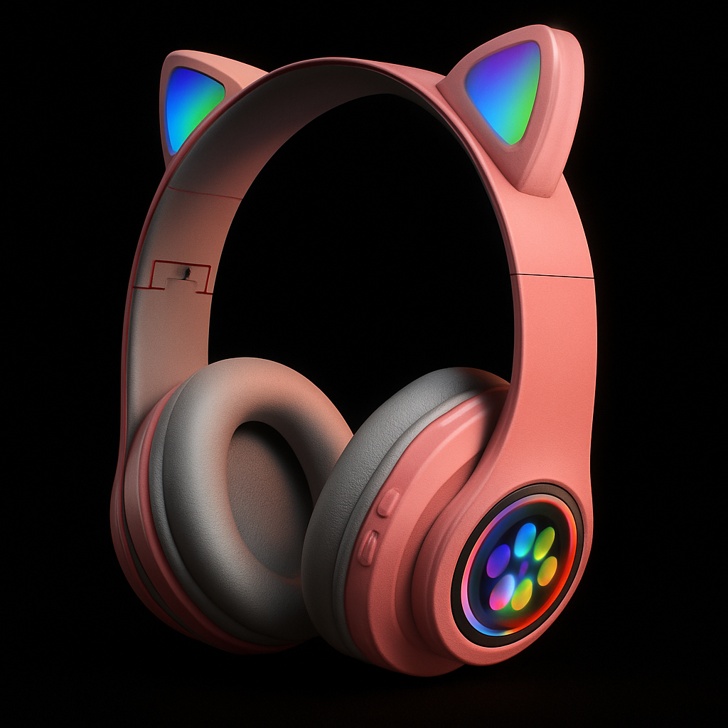 B39M Foldable LED Gaming Headset | Wireless Cat Ear Headphones for Kids – Perfect Gift