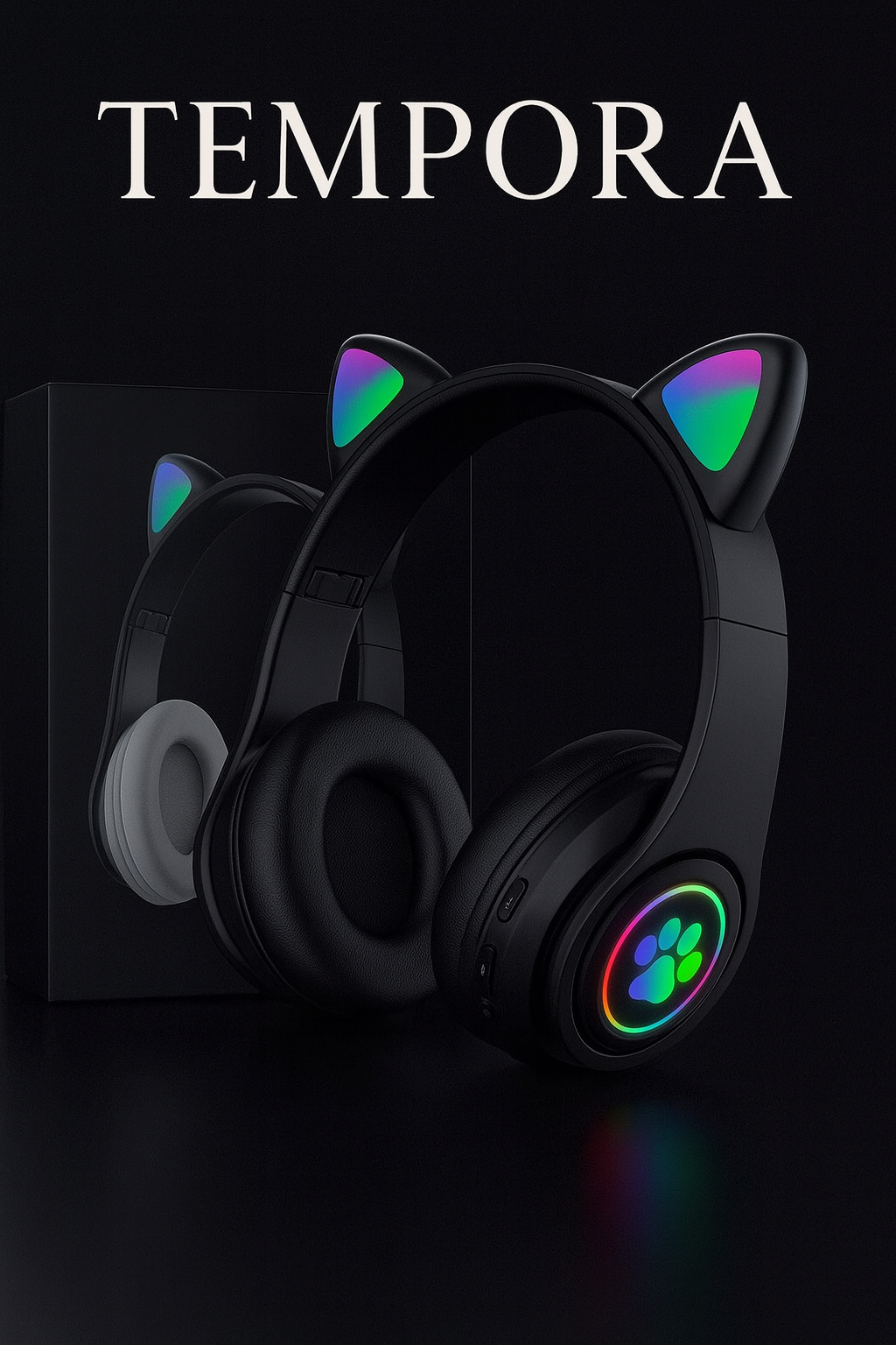 B39M Foldable LED Gaming Headset | Wireless Cat Ear Headphones for Kids – Perfect Gift