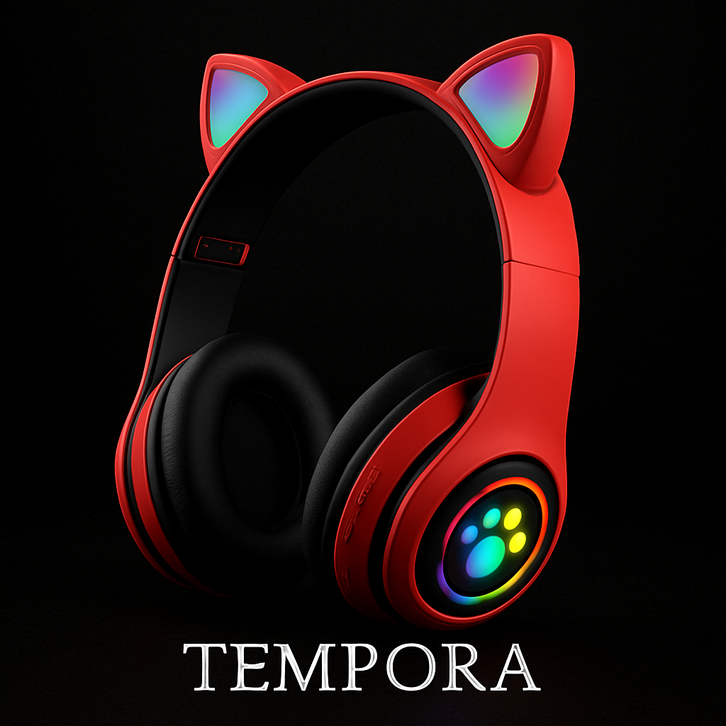 B39M Foldable LED Gaming Headset | Wireless Cat Ear Headphones for Kids – Perfect Gift