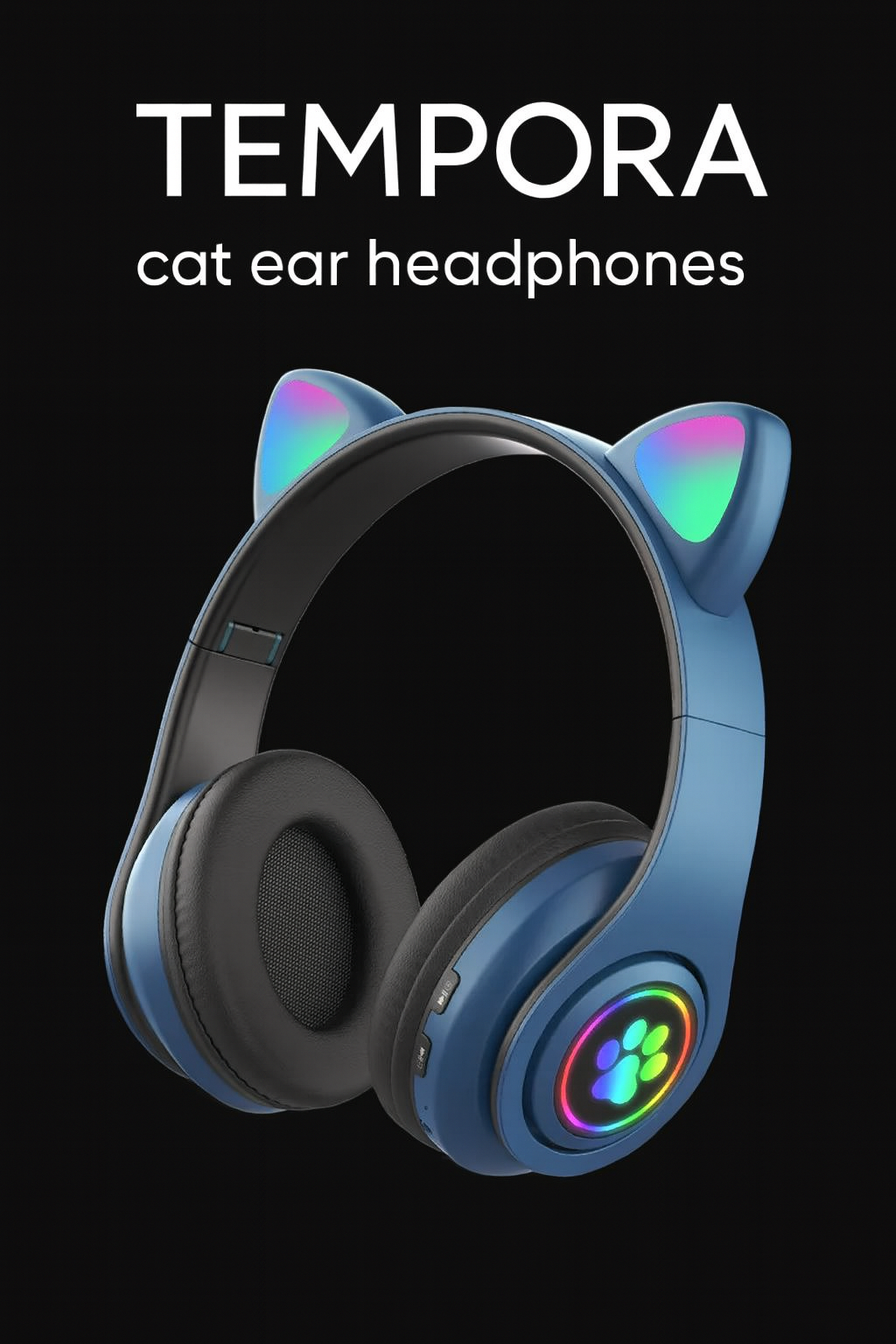 B39M Foldable LED Gaming Headset | Wireless Cat Ear Headphones for Kids – Perfect Gift