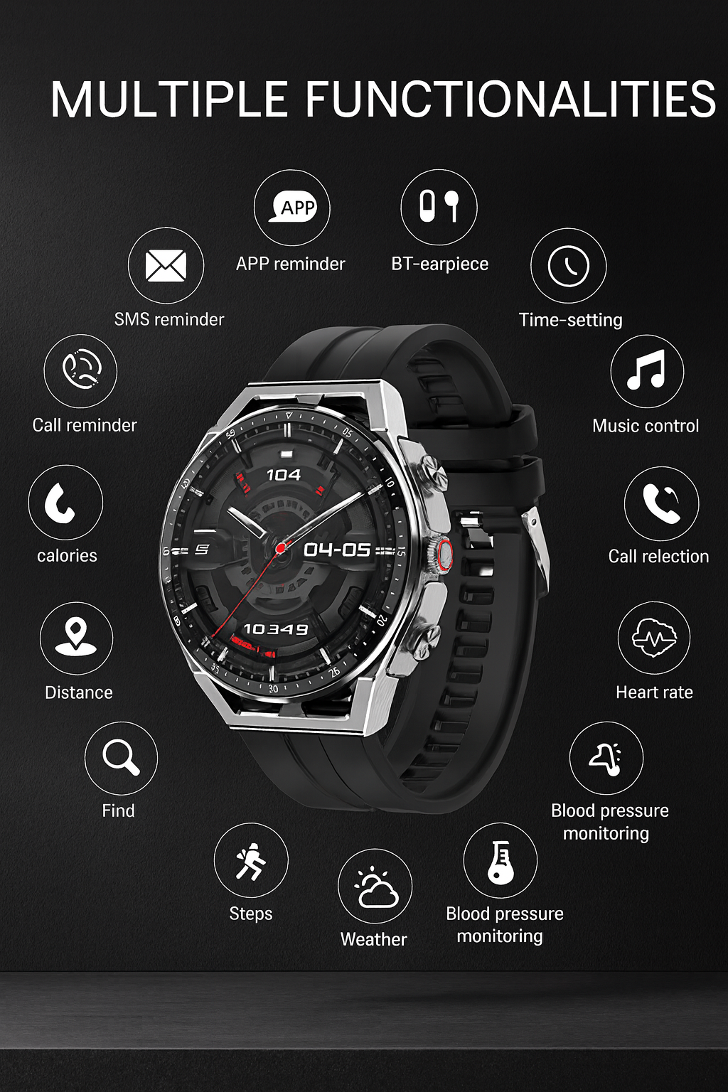 T20 Smartwatch | Music, Heart Rate & Health Monitoring, Pedometer, Sports Tracker with Headphones