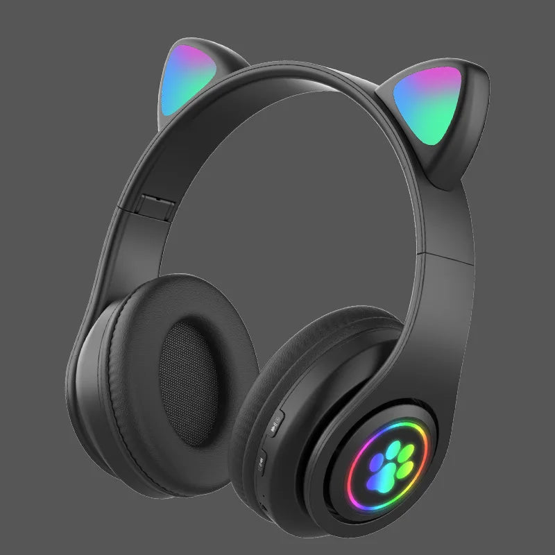 B39M Earphone Foldable LED Gaming Headset Wireless Cat Ear Headphone for Children Gift Audifonos