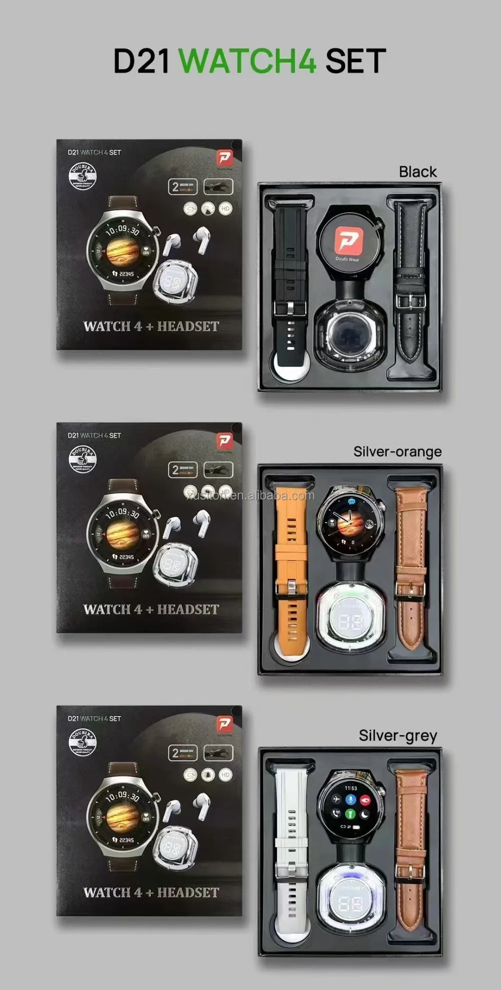 2025 Women Men D21 Watch 4 Set Relojes Smart Headphone 2 in 1 Set 1.52 TFT BT Call Heart Rate Sport Smart Watch With Headphones