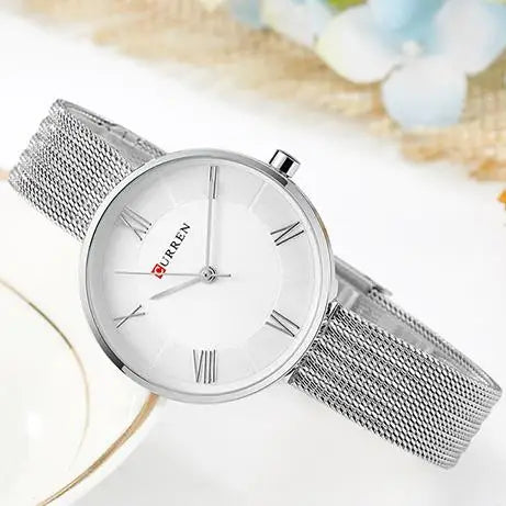 CURREN 9020 Fashion Quartz Watch Stainless Mesh Steel Strap Waterproof Gold Clocks Lady Simple Roman Casual Watches for Women