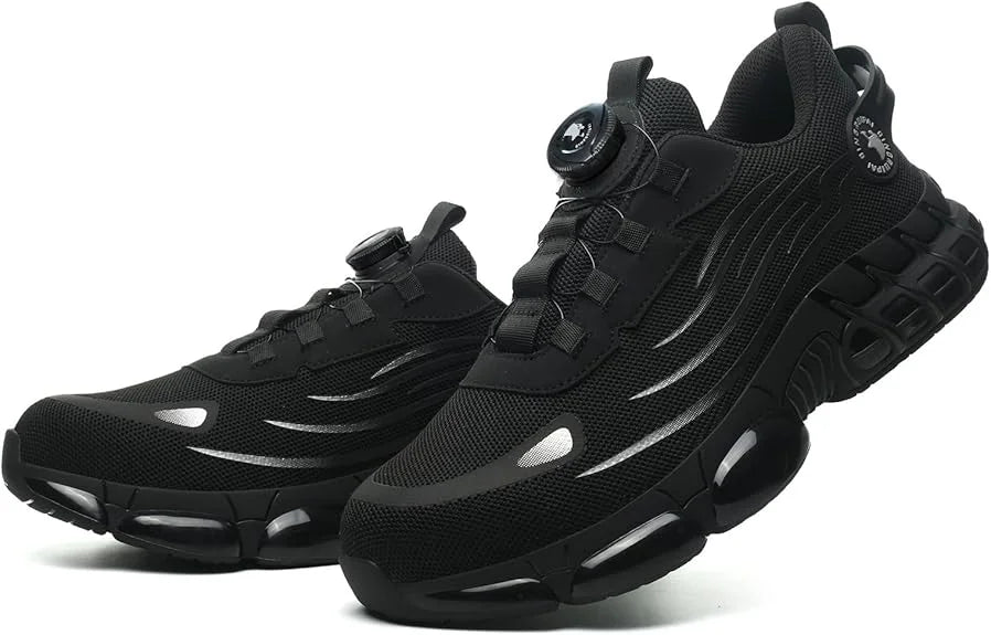 Big Size Men and Women Rotary Buckle Work Safety Shoes Men Air Soft Sole Lightweight Sneakers Protective Fashion Work Shoes