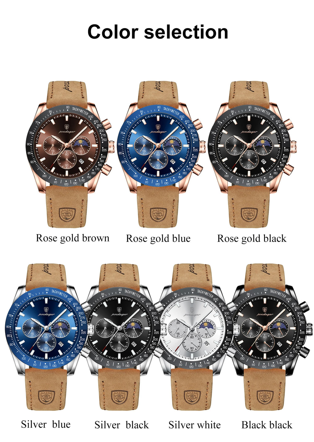 609  Men Watch for Man Sports Waterproof Luminous Date Chronograph Leather Men's Watches Quartz Male Clocks
