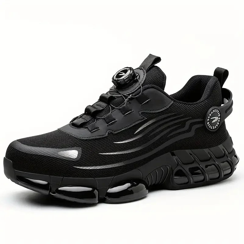 Big Size Men and Women Rotary Buckle Work Safety Shoes Men Air Soft Sole Lightweight Sneakers Protective Fashion Work Shoes