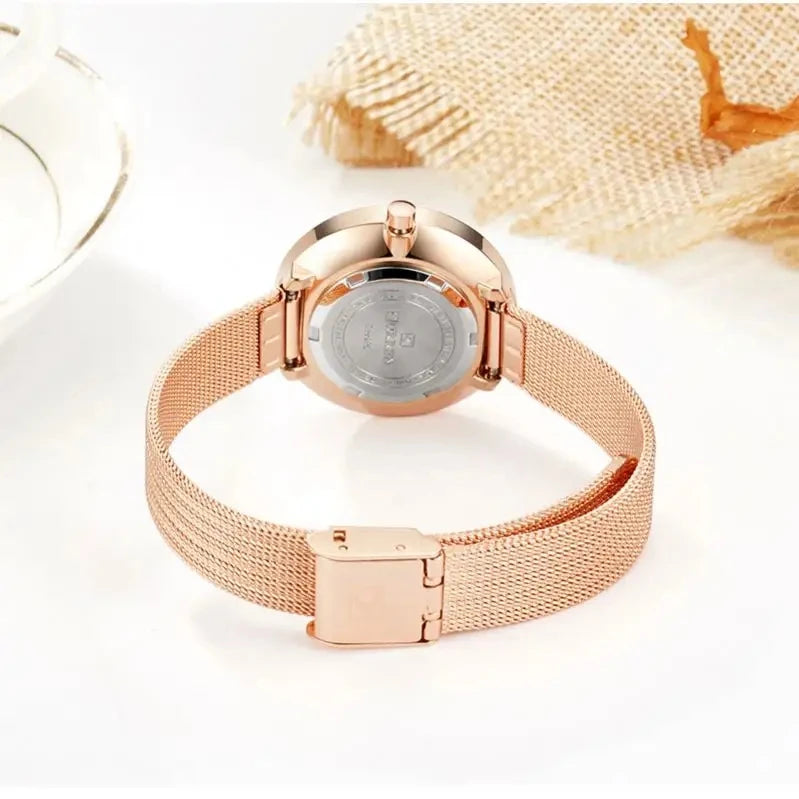 CURREN 9020 Fashion Quartz Watch Stainless Mesh Steel Strap Waterproof Gold Clocks Lady Simple Roman Casual Watches for Women
