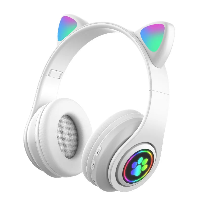 B39M Earphone Foldable LED Gaming Headset Wireless Cat Ear Headphone for Children Gift Audifonos