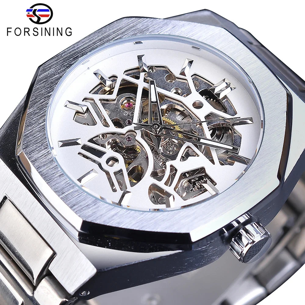 Forsining Black Fashion Mens Watches Automatic Mechanical Casual Sport Man Wristwatch Waterproof Luminous Hands Clocks