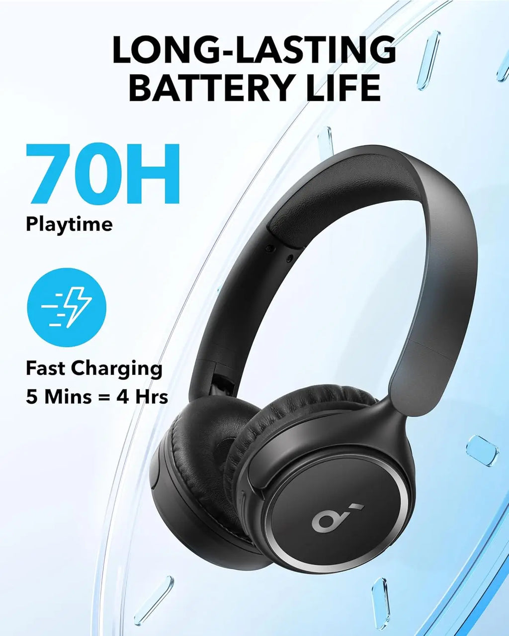Soundcore H30i Foldable On-Ear Wireless Headphones 70H Playtime Pure Bass 5.3 Non-Noise Cancelling TWS Earphones LED Battery