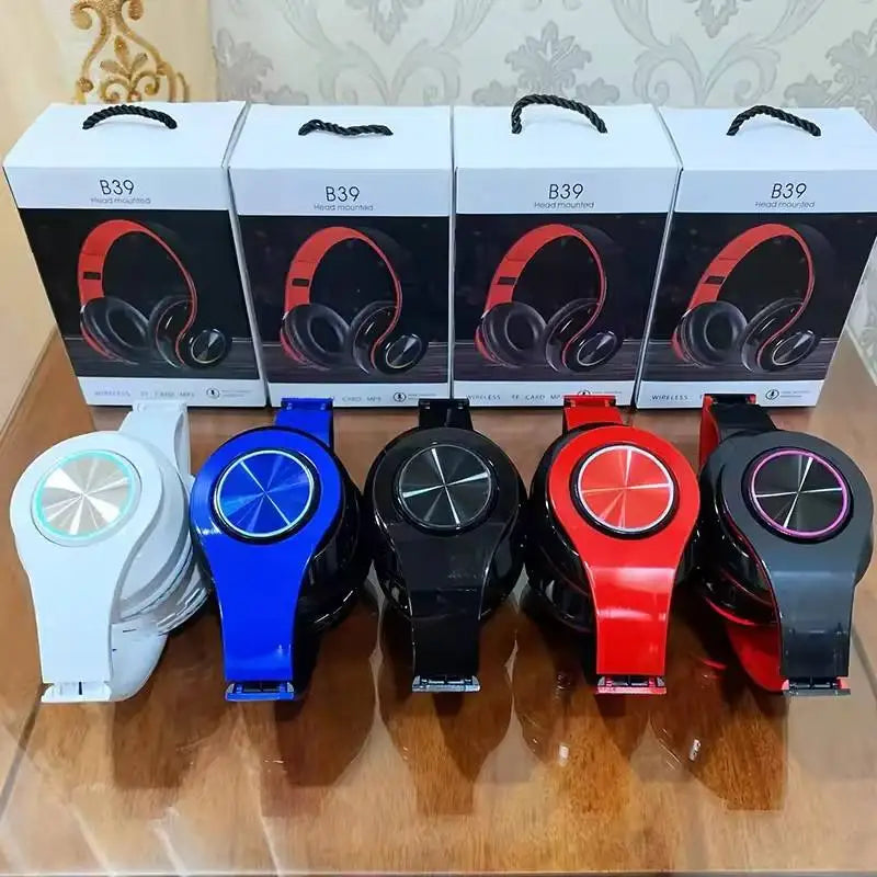 B39 Low Cost Wireless BT Gaming Headset Headphones With Flu Mic & Long Battery Life Light-Emitting Headset B39 Headphone