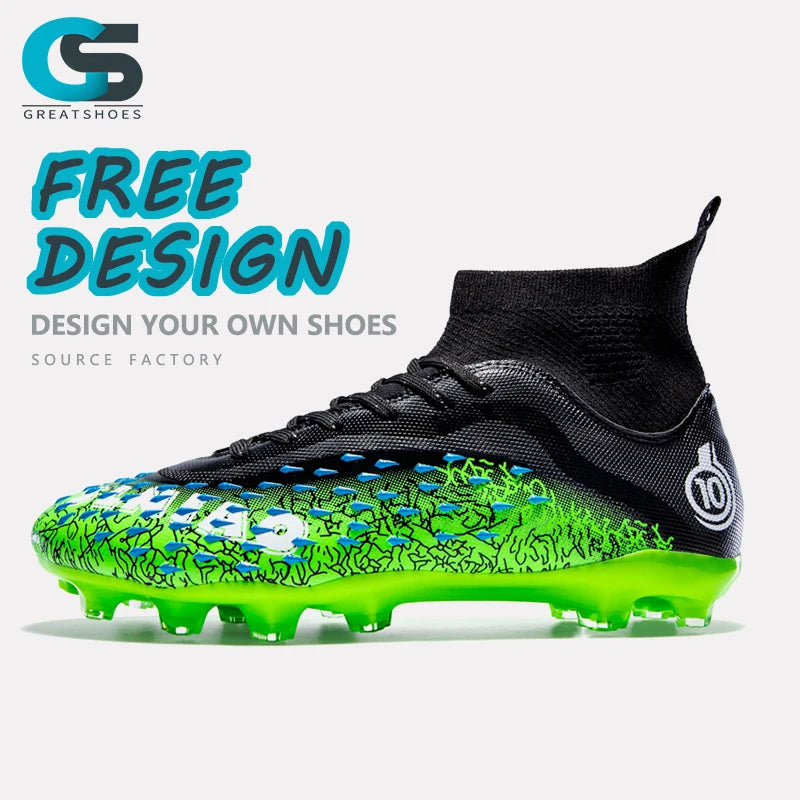 Greatshoes Black Green Football Shoes Soccer Boots Supplier,Field Football Boot Original Futsal Soccer Shoes Men