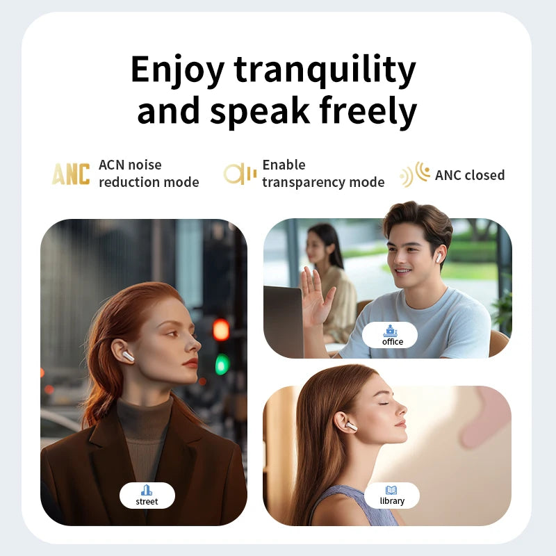 Quality In-Ear Earphones TWS Earbuds Wireless Headphones with LCD Touch Color Screen Display ANC Noise Cancelling Feature