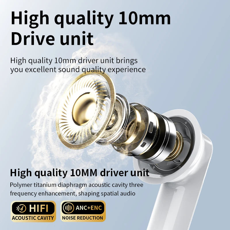 Quality In-Ear Earphones TWS Earbuds Wireless Headphones with LCD Touch Color Screen Display ANC Noise Cancelling Feature