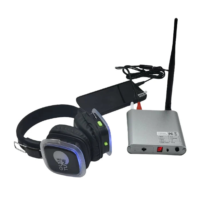 Silent disco headphones for 1 Set (2 headphones +1 transmitter)