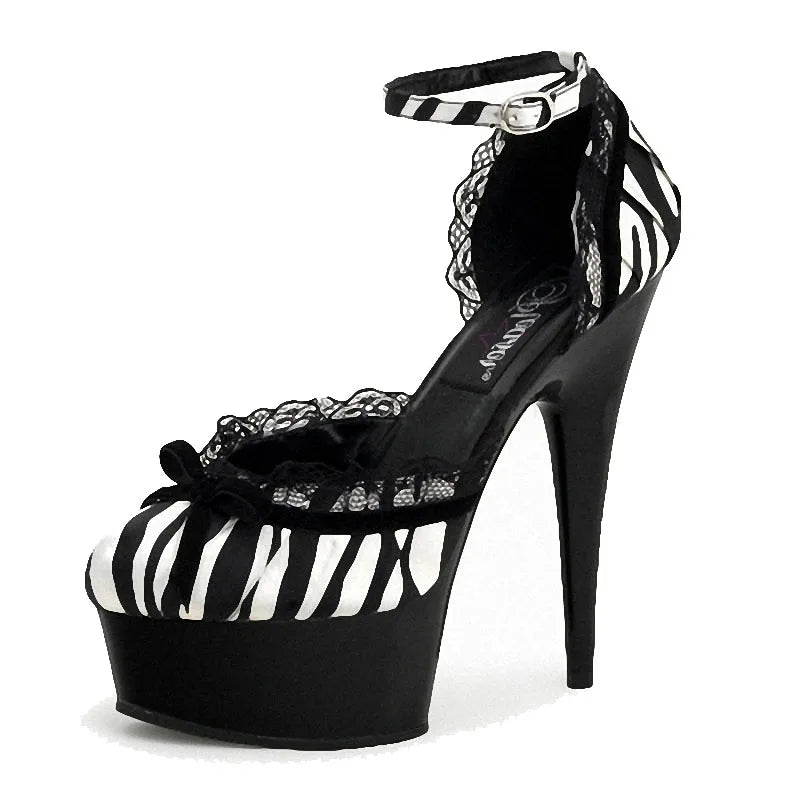 15 cm Thin Heel Platform High Heels Round Head Lace Elegant Pole Dance Model Catwalk Fashion Women's Single Shoes