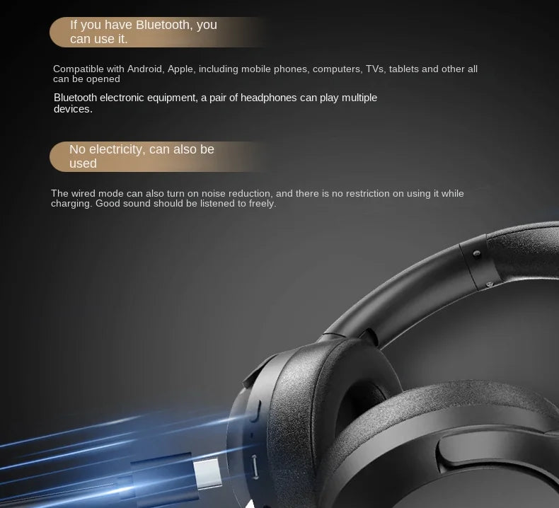 WGH-06 ANC Headphones for Bluetooth 5.3 45-Hour Playtime Hi-Fi Sound Type-C Fast Charge Foldable TWS Earphones