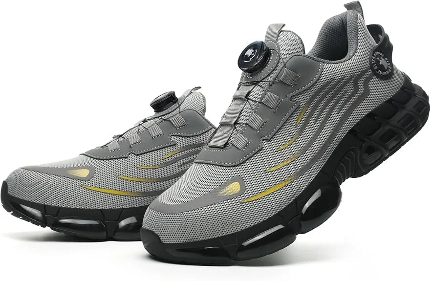 Big Size Men and Women Rotary Buckle Work Safety Shoes Men Air Soft Sole Lightweight Sneakers Protective Fashion Work Shoes