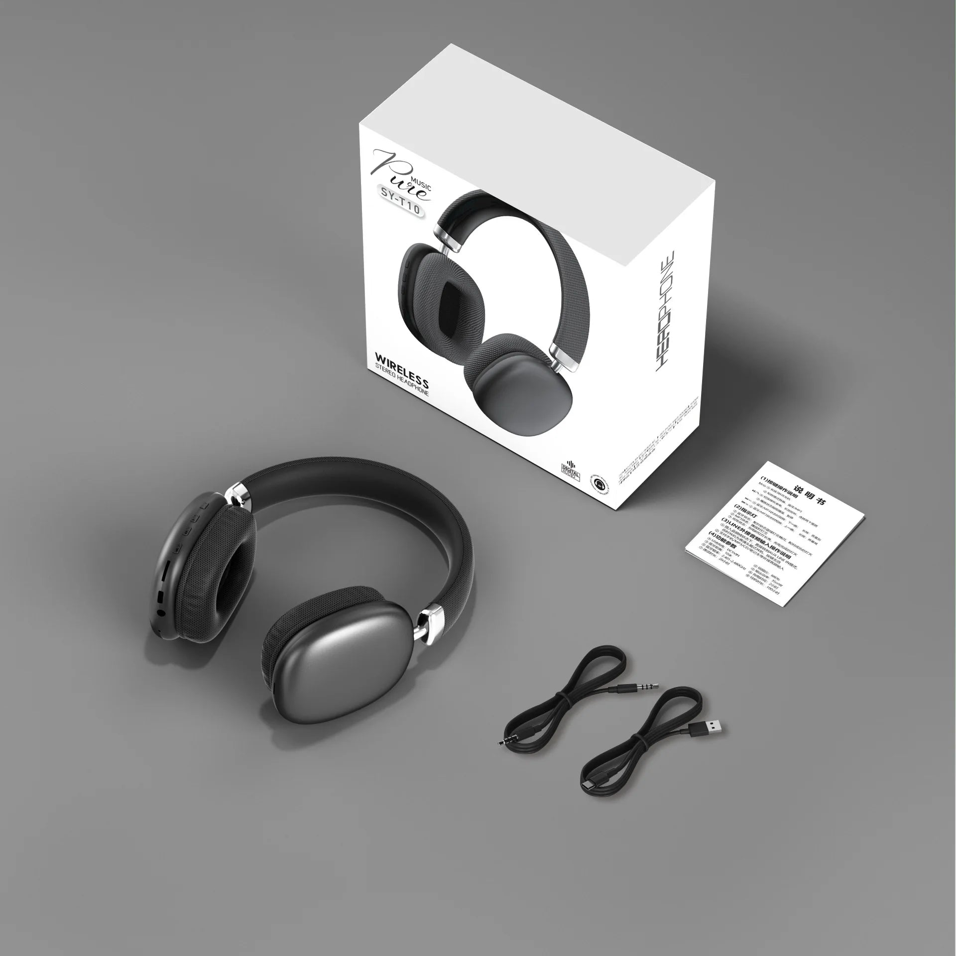 Premium Over-Ear Wireless for Bluetooth Headphones 60H Playtime Noise Isolation Hi-Fi Sound LED Battery for Music/Gaming