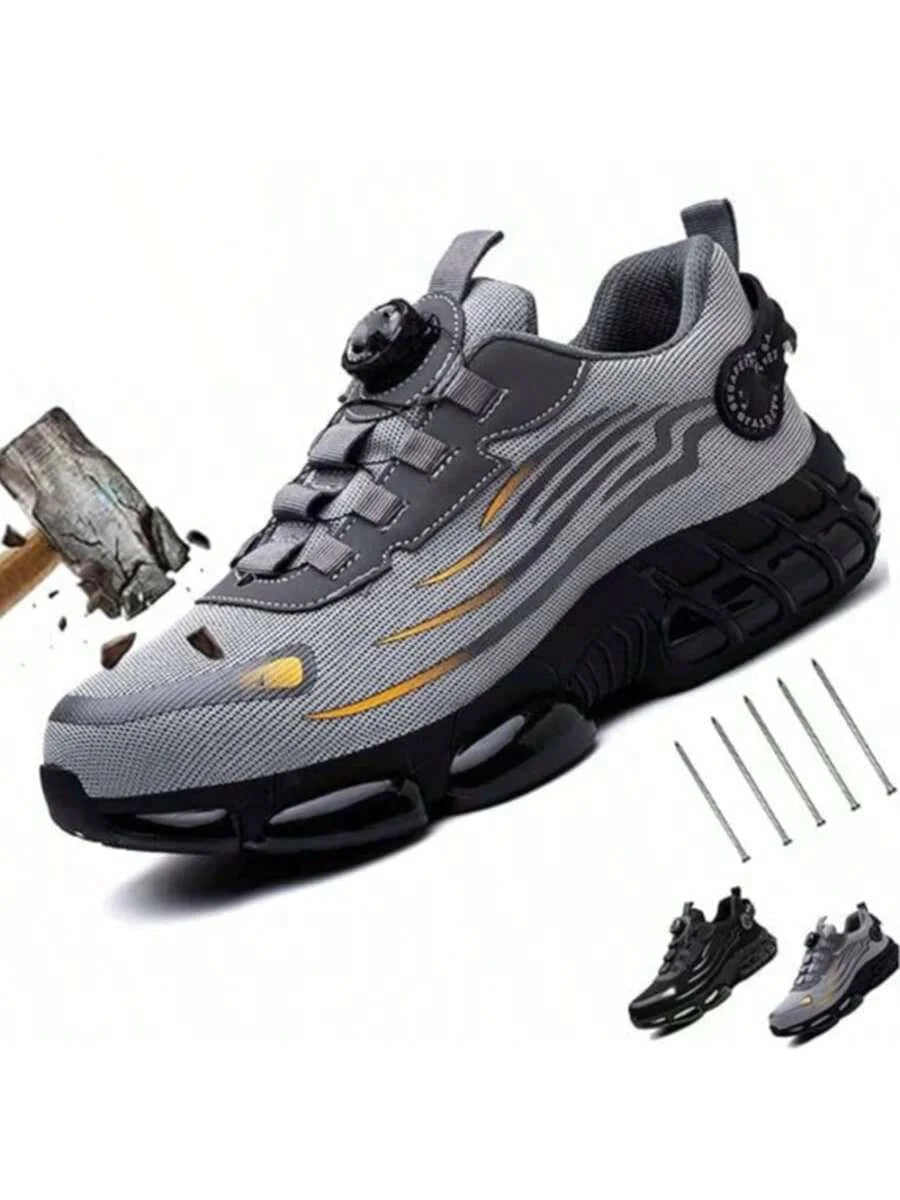 Big Size Men and Women Rotary Buckle Work Safety Shoes Men Air Soft Sole Lightweight Sneakers Protective Fashion Work Shoes