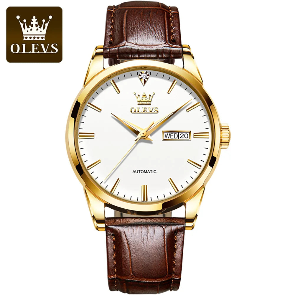 Olevs 6629 2025 Luxury Brand Watches Automatic Mechanical Male Business Watch Stainless Steel Man Sports Luminous Clocks for Men