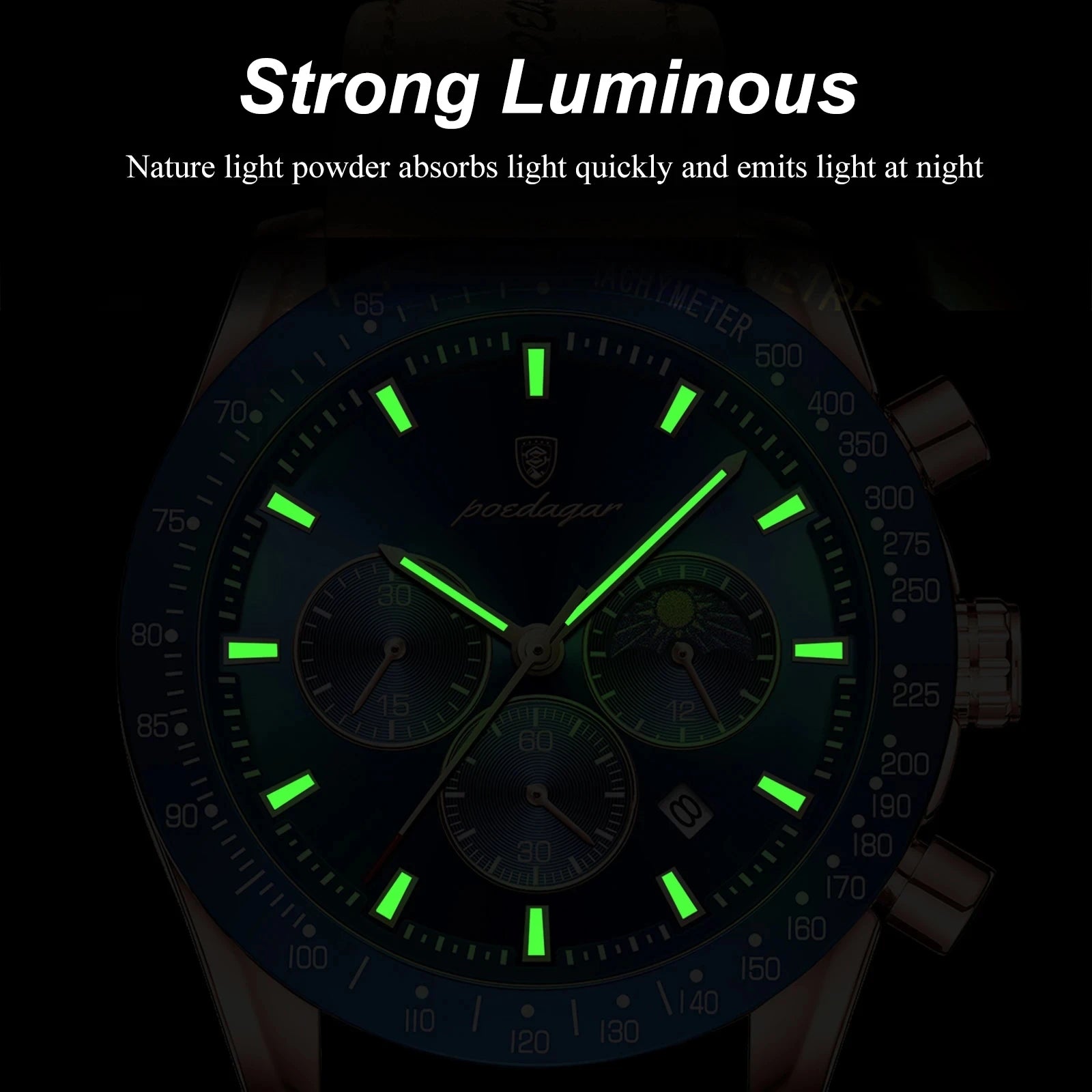 609  Men Watch for Man Sports Waterproof Luminous Date Chronograph Leather Men's Watches Quartz Male Clocks