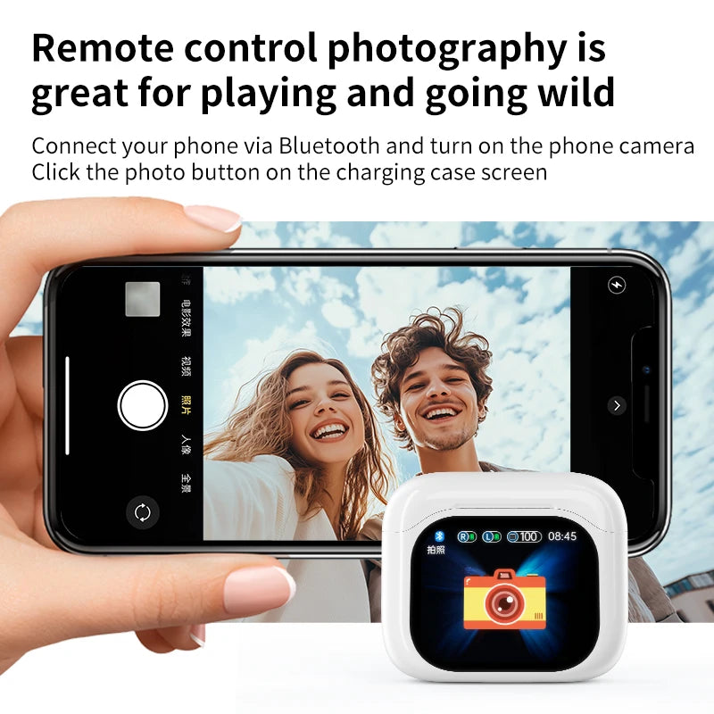 Quality In-Ear Earphones TWS Earbuds Wireless Headphones with LCD Touch Color Screen Display ANC Noise Cancelling Feature