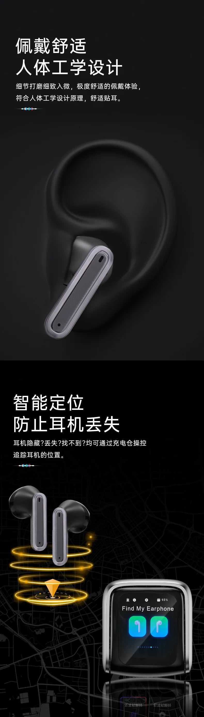 Smart Touch In-Ear Headphones with Digital Battery Indicator Sunglasses Earphone Mobile Phone Handsfree