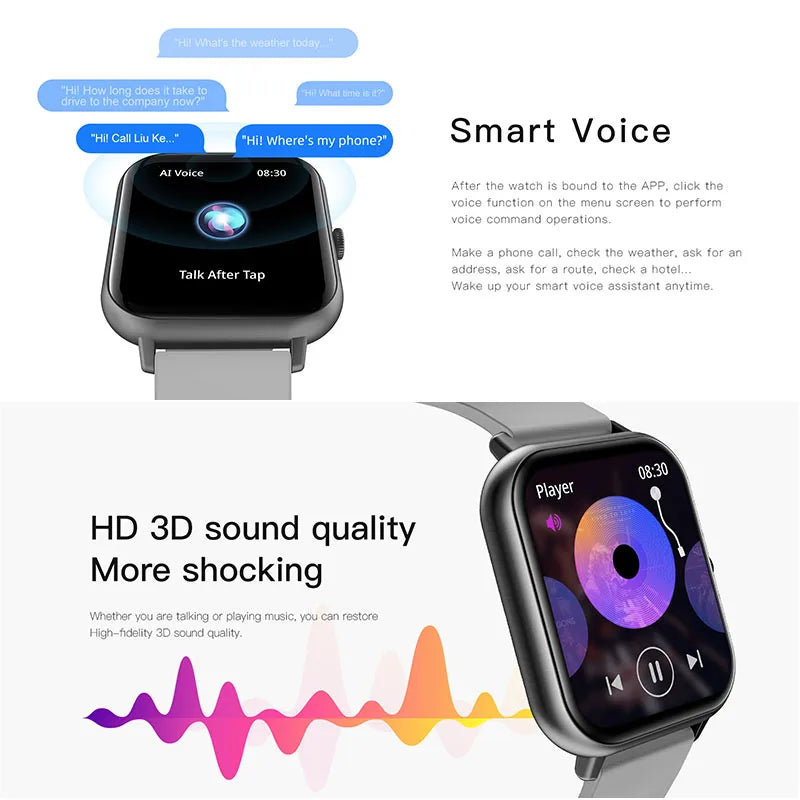 2025 New Smart Watch Men Women 1.83 inch Full Touch Screen Heart Rate Tracker Bluetooth Talking Sports Smart Watch Holiday Gift