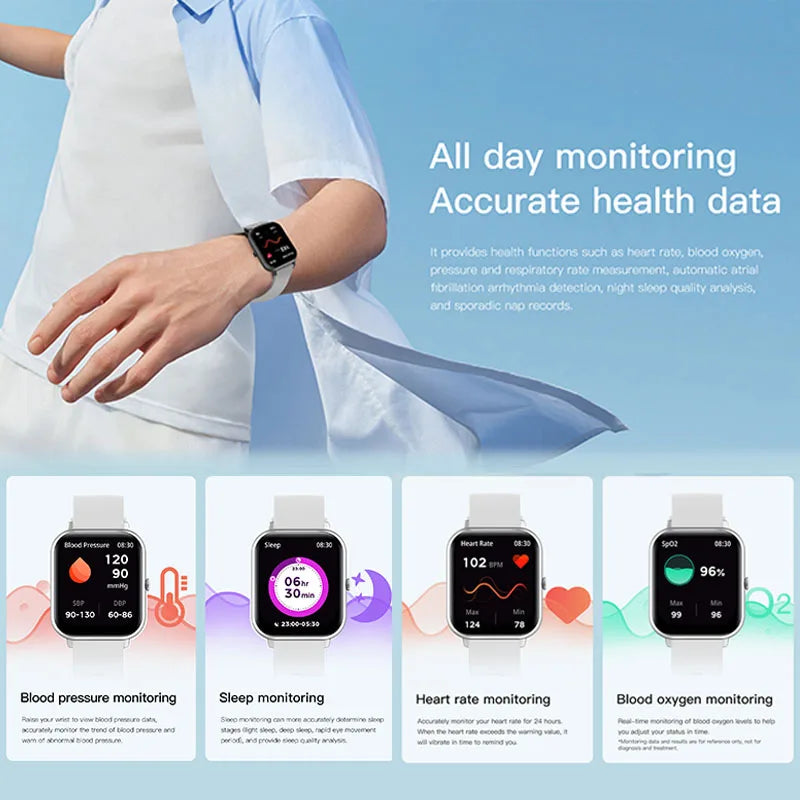 2025 New Smart Watch Men Women 1.83 inch Full Touch Screen Heart Rate Tracker Bluetooth Talking Sports Smart Watch Holiday Gift