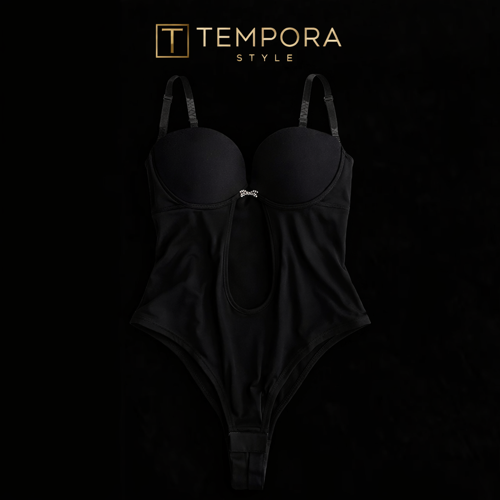 Women’s Seamless Shapewear Bodysuit – Deep V Neck, Strapless, Backless, Sleeveless Corset