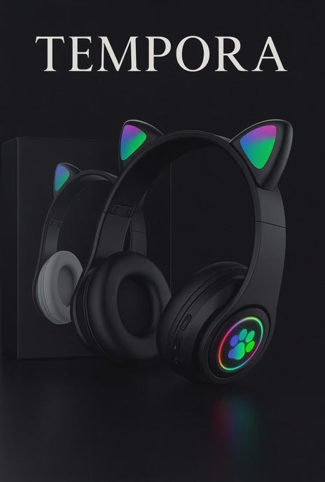 B39M Foldable LED Gaming Headset | Wireless Cat Ear Headphones for Kids – Perfect Gift