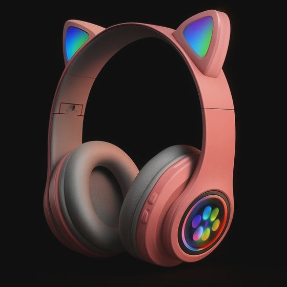 B39M Foldable LED Gaming Headset | Wireless Cat Ear Headphones for Kids – Perfect Gift