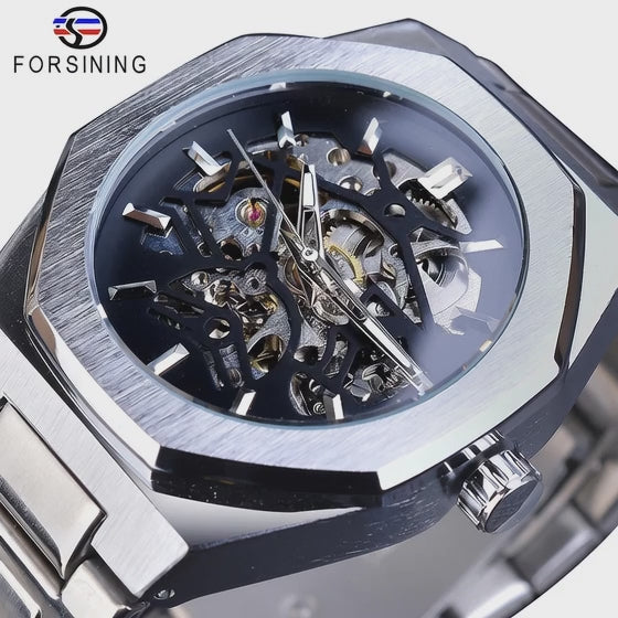 Forsining Black Fashion Mens Watches Automatic Mechanical Casual Sport Man Wristwatch Waterproof Luminous Hands Clocks