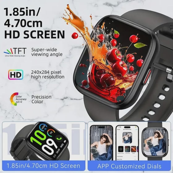 IUTECH LUXE 114 Smart Watch 1.85" HD Bluetooth Call Phone Watches IPX8 Waterproof Sports Health Smartwatch for Men Women Ladies