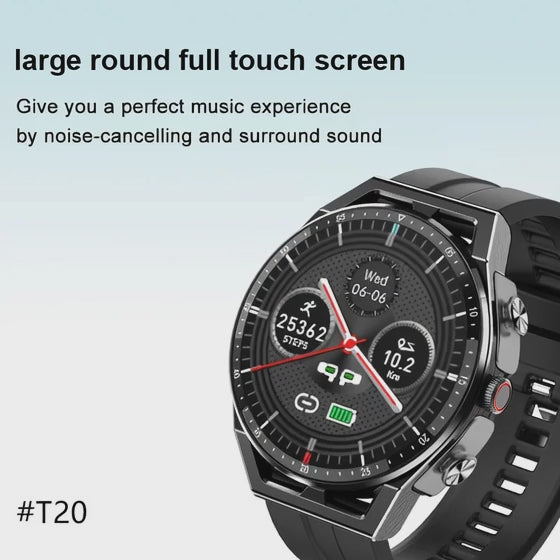 T20 Music Health Monitoring Pedometer Heart Rate Sports Smartwatch with Headphones