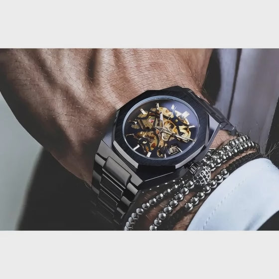 Forsining Black Fashion Mens Watches Automatic Mechanical Casual Sport Man Wristwatch Waterproof Luminous Hands Clocks