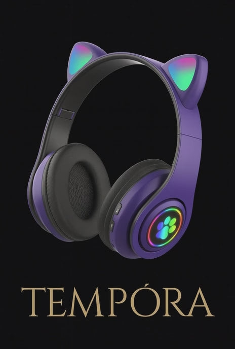 B39M Foldable LED Gaming Headset | Wireless Cat Ear Headphones for Kids – Perfect Gift