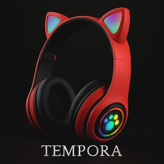 B39M Foldable LED Gaming Headset | Wireless Cat Ear Headphones for Kids – Perfect Gift