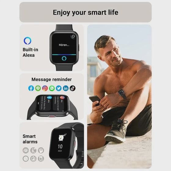 IUTECH LUXE 114 Smart Watch 1.85" HD Bluetooth Call Phone Watches IPX8 Waterproof Sports Health Smartwatch for Men Women Ladies